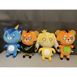 Krew District It’s Funneh Cat Draco Tiger Gold Bear Plush 12” Lot Of 4 Stuffed